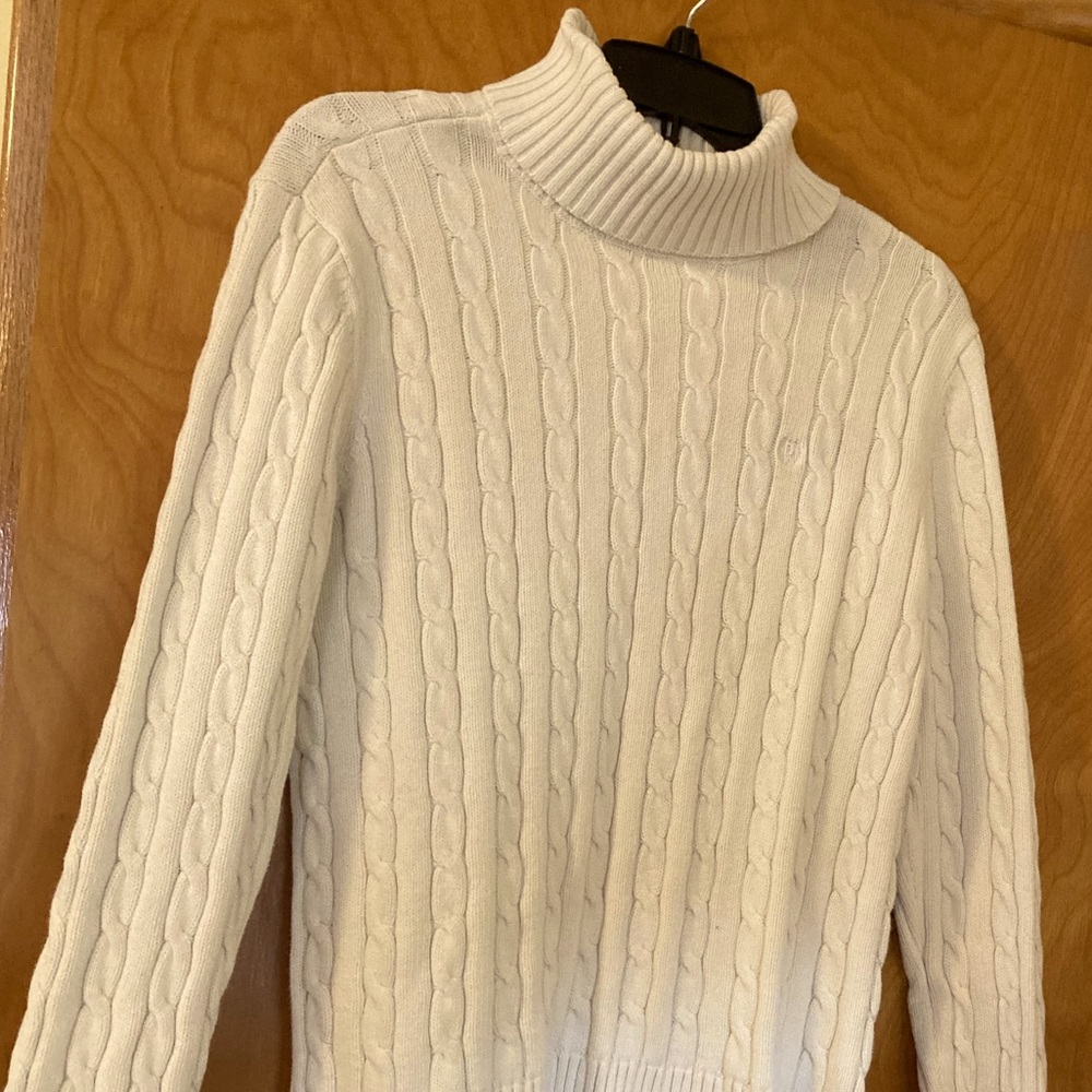 Chaps cream-colored cowl neck sweater, sz large